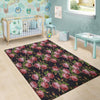 Pink Rose Print Floor Mat-grizzshop