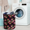 Pink Rose Print Laundry Basket-grizzshop