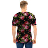 Pink Rose Print Men T Shirt-grizzshop