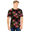 Pink Rose Print Men T Shirt-grizzshop