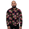 Pink Rose Print Men's Bomber Jacket-grizzshop