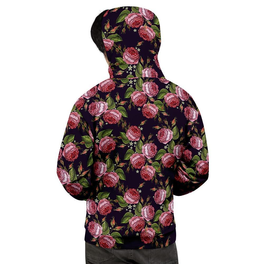 Pink Rose Print Men's Hoodie-grizzshop