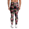 Pink Rose Print Men's Leggings-grizzshop