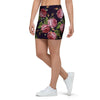 Pink Rose Print Mini Skirt-grizzshop