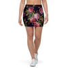 Pink Rose Print Mini Skirt-grizzshop