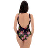 Pink Rose Print One Piece Swimsuite-grizzshop