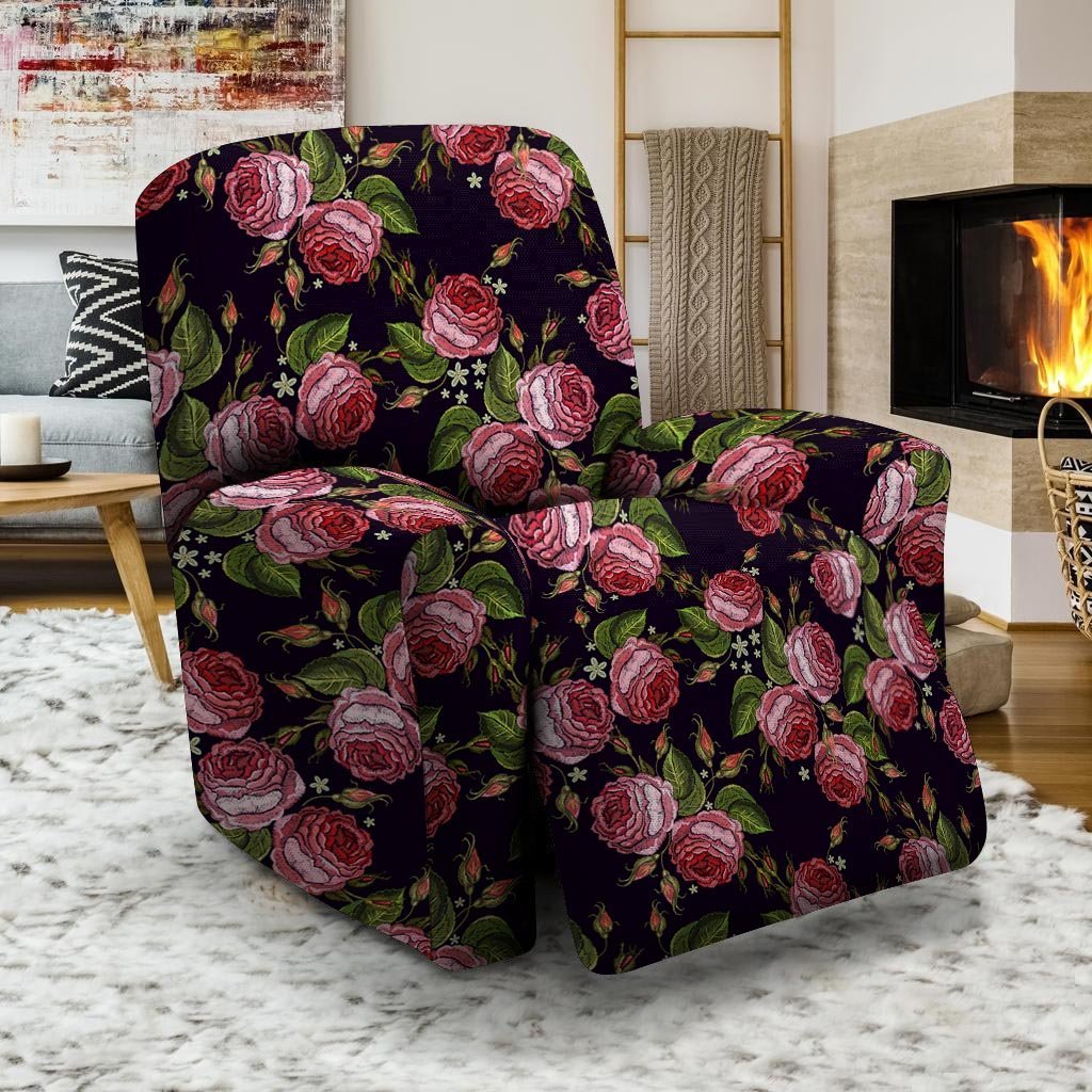 Pink Rose Print Recliner Cover-grizzshop