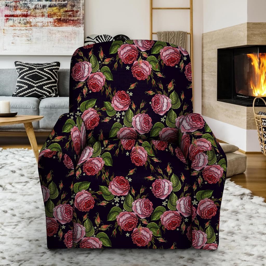 Pink Rose Print Recliner Cover-grizzshop