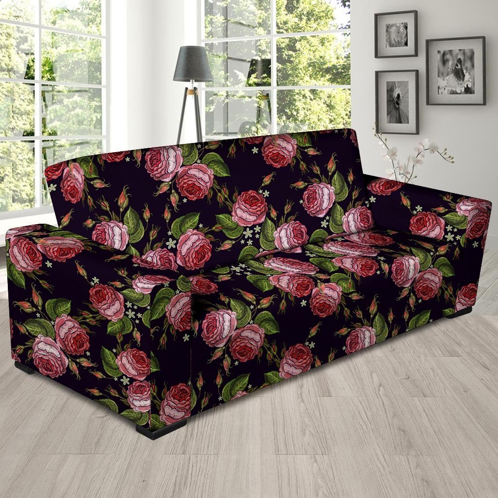 Pink Rose Print Sofa Cover-grizzshop