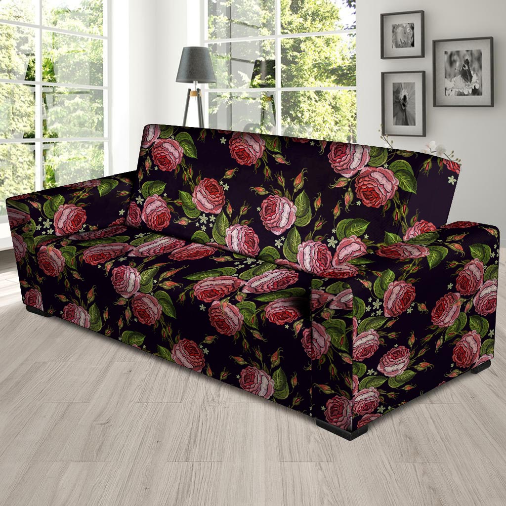 Pink Rose Print Sofa Cover-grizzshop