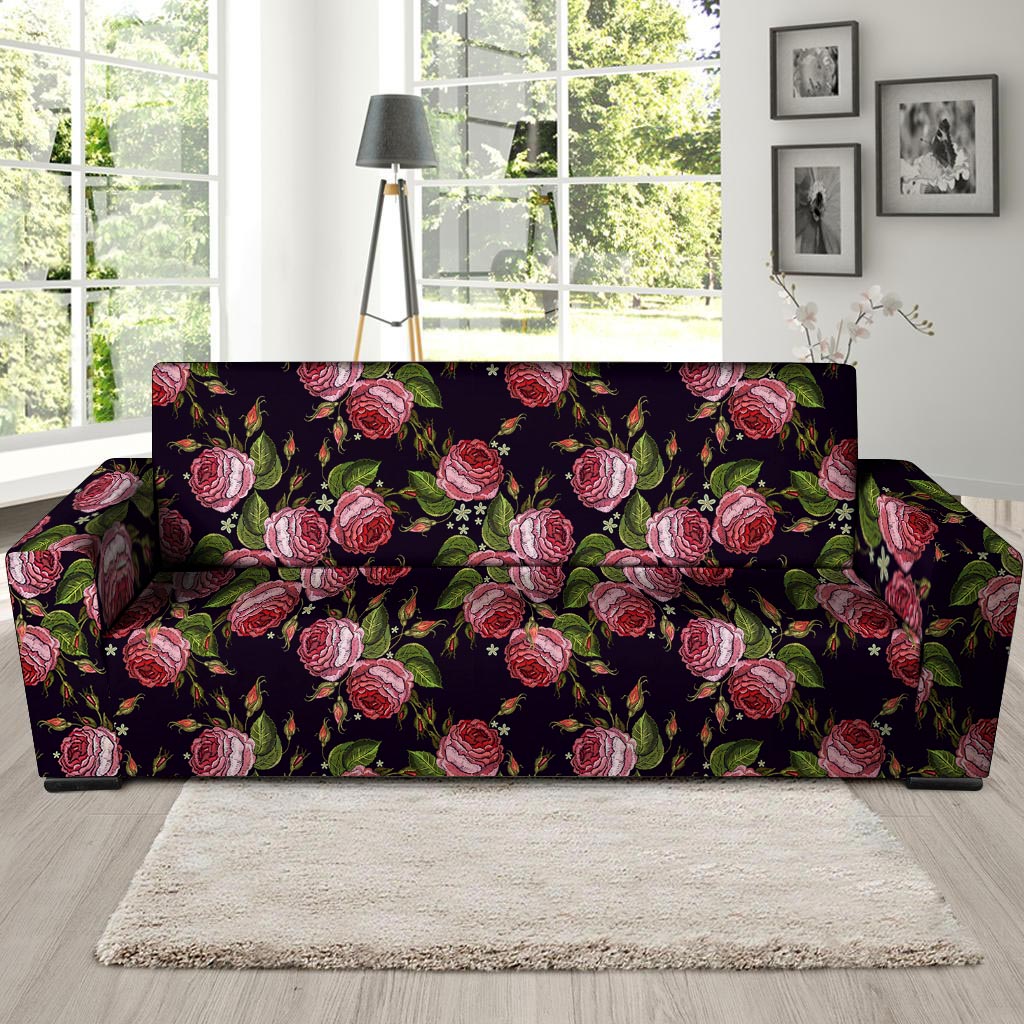 Pink Rose Print Sofa Cover-grizzshop