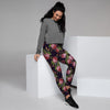 Pink Rose Print Women's Joggers-grizzshop