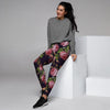 Pink Rose Print Women's Joggers-grizzshop