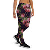 Pink Rose Print Women's Joggers-grizzshop