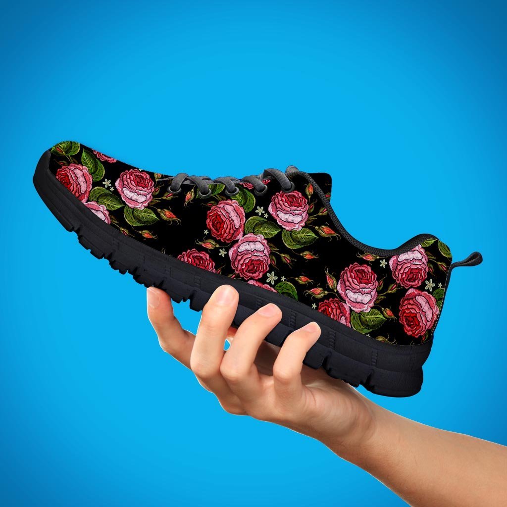 Pink Rose Print Women's Sneakers-grizzshop