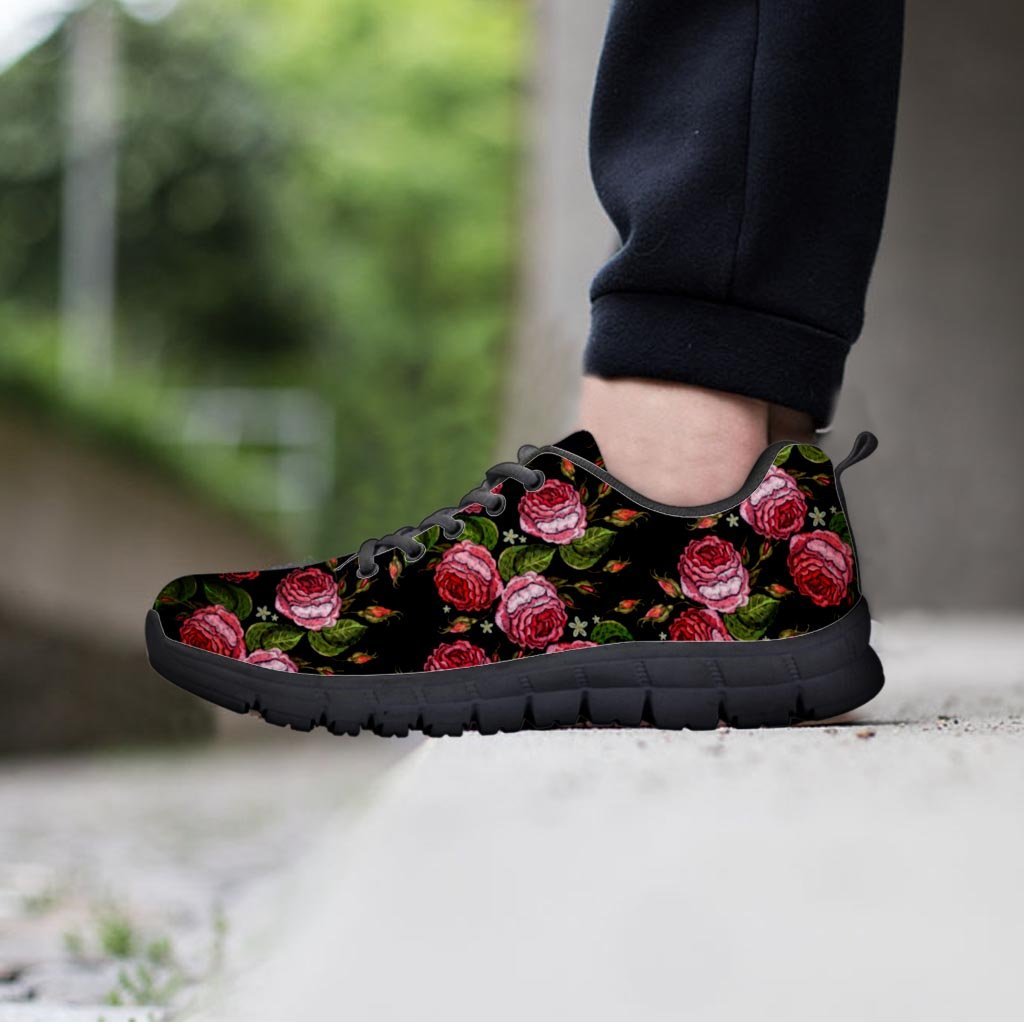 Pink Rose Print Women's Sneakers-grizzshop