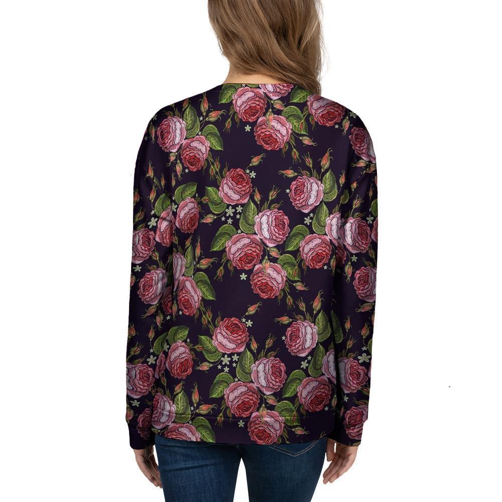 Pink Rose Print Women's Sweatshirt-grizzshop