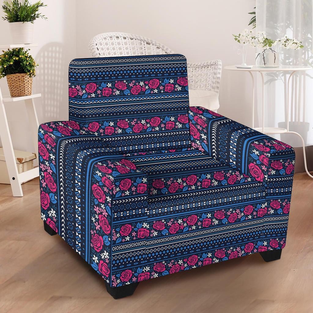 Pink Rose Tribal Aztec Armchair Cover-grizzshop