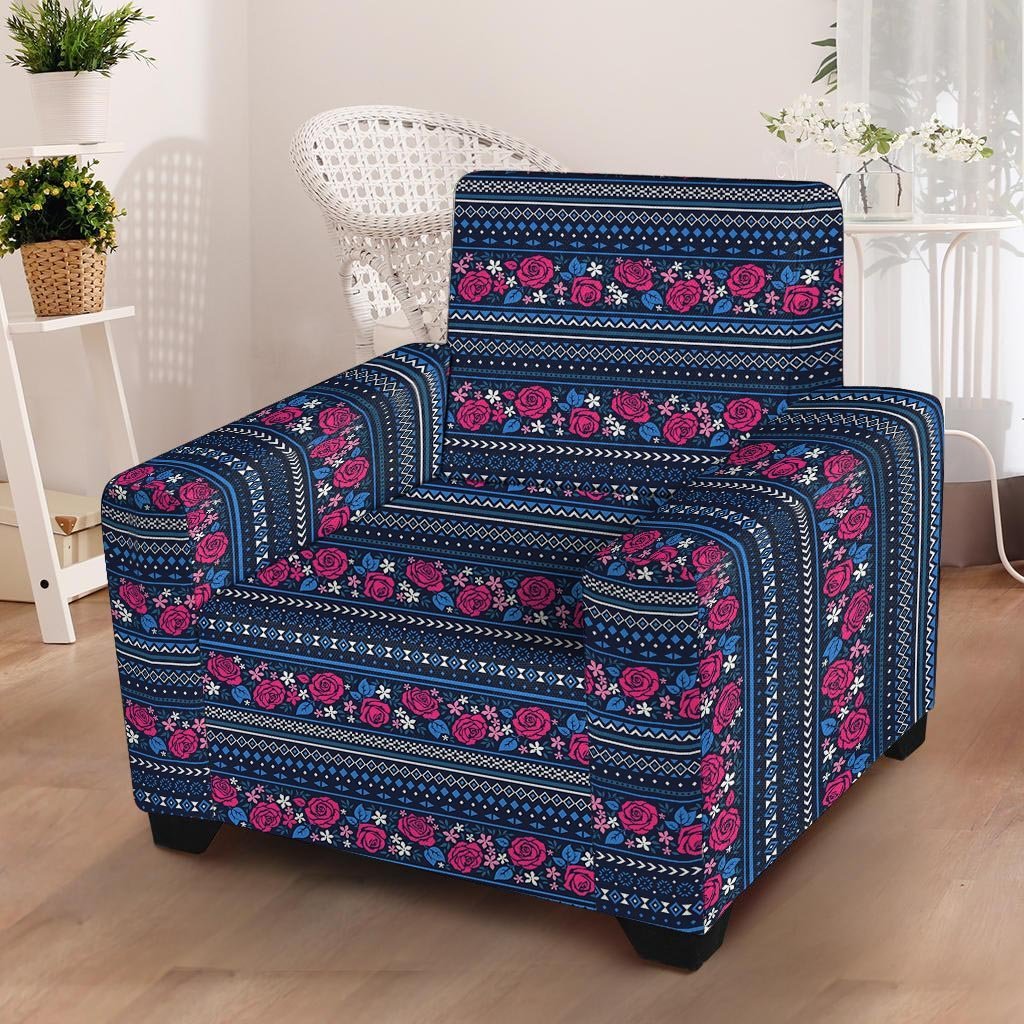 Pink Rose Tribal Aztec Armchair Cover-grizzshop