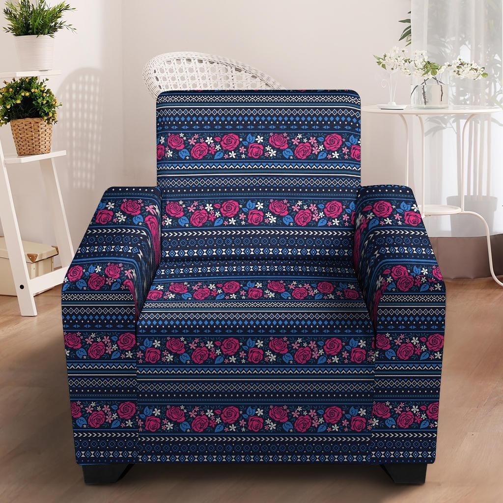 Pink Rose Tribal Aztec Armchair Cover-grizzshop