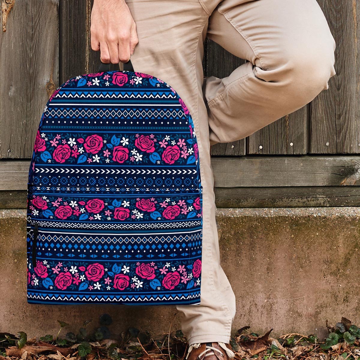 Pink Rose Tribal Aztec Backpack-grizzshop