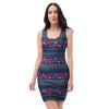 Pink Rose Tribal Aztec Bodycon Dress-grizzshop