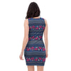 Pink Rose Tribal Aztec Bodycon Dress-grizzshop