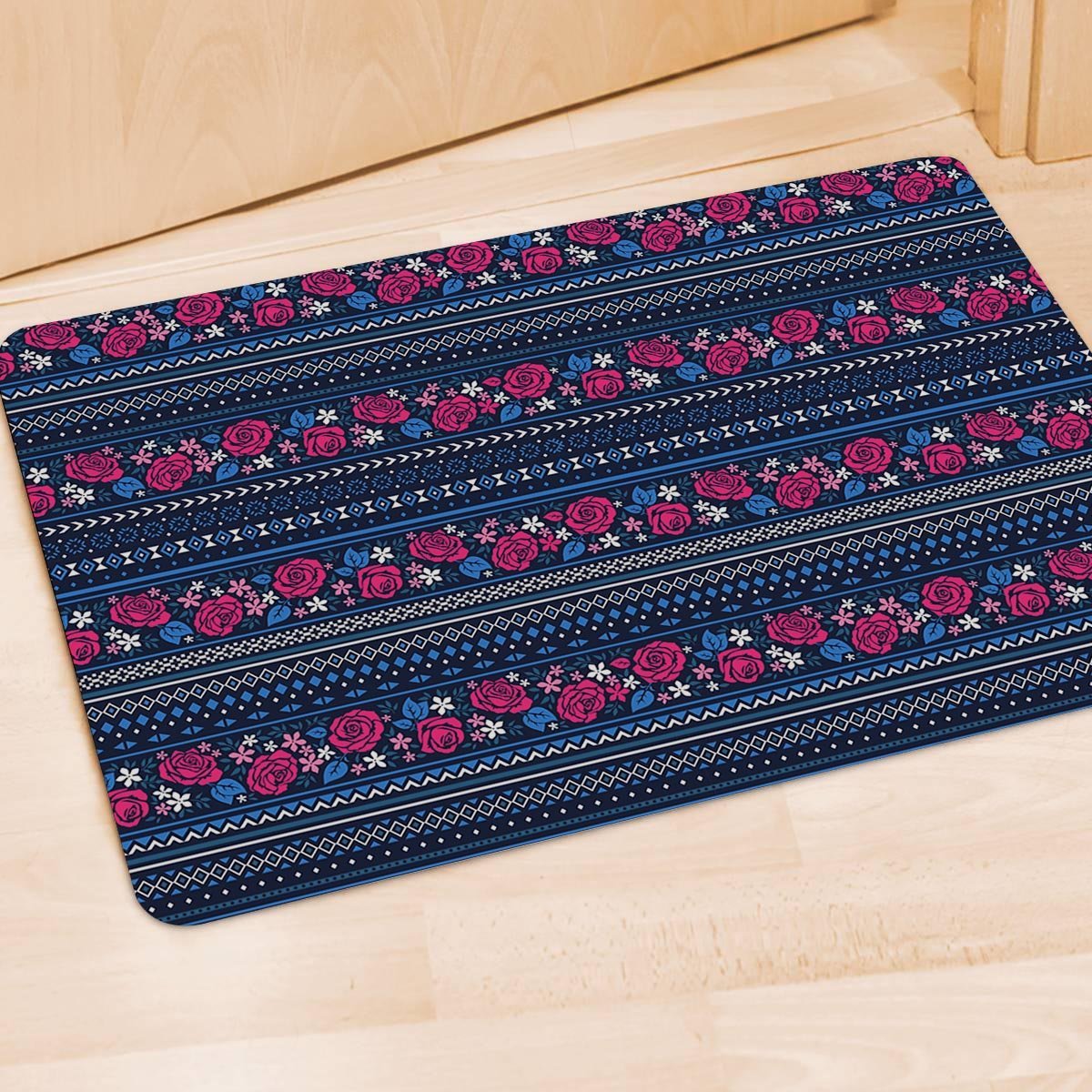 Pink Rose Tribal Aztec Door Mat-grizzshop