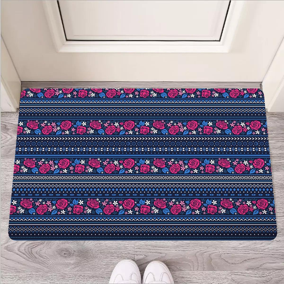 Pink Rose Tribal Aztec Door Mat-grizzshop