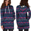 Pink Rose Tribal Aztec Hoodie Dress-grizzshop