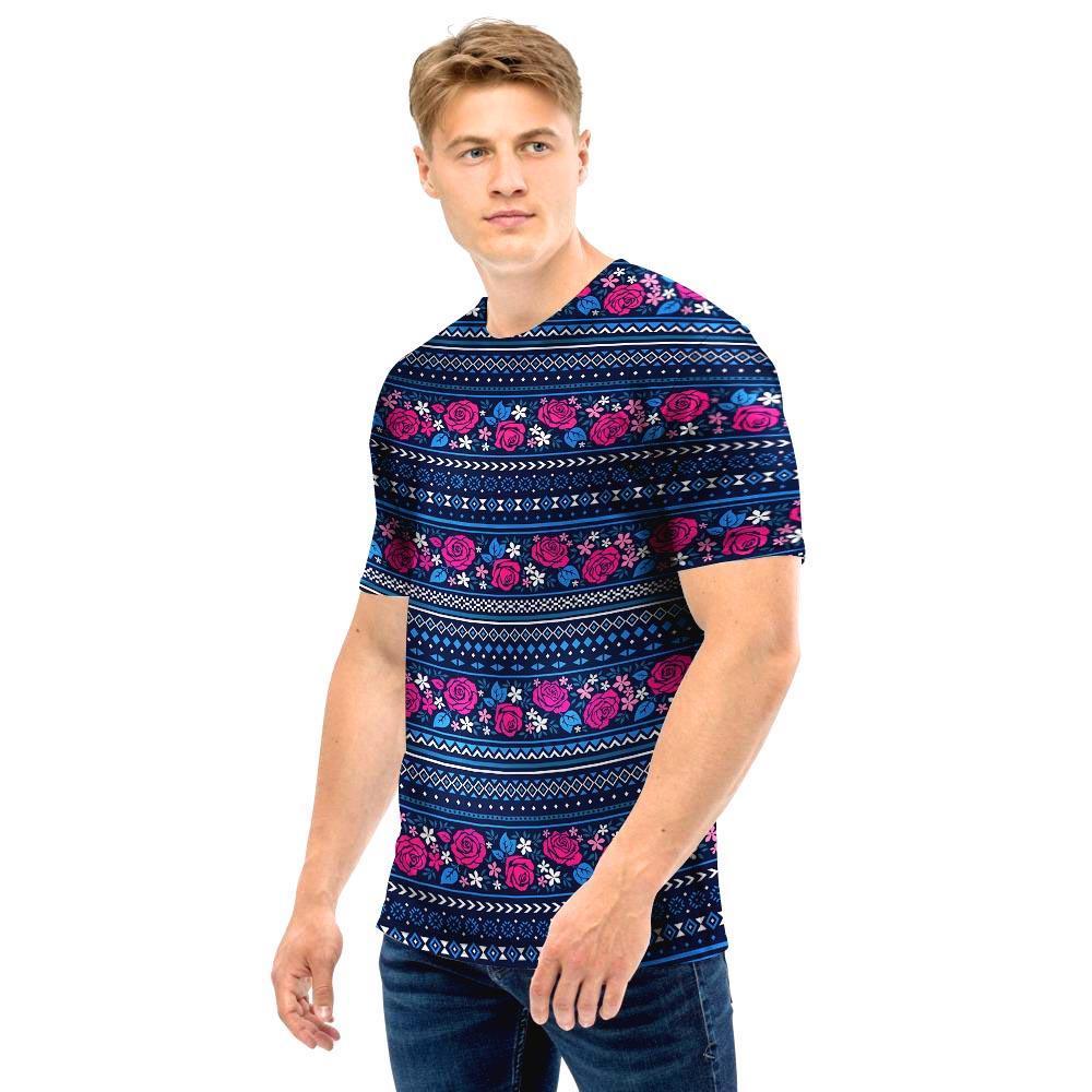 Pink Rose Tribal Aztec Men T Shirt-grizzshop