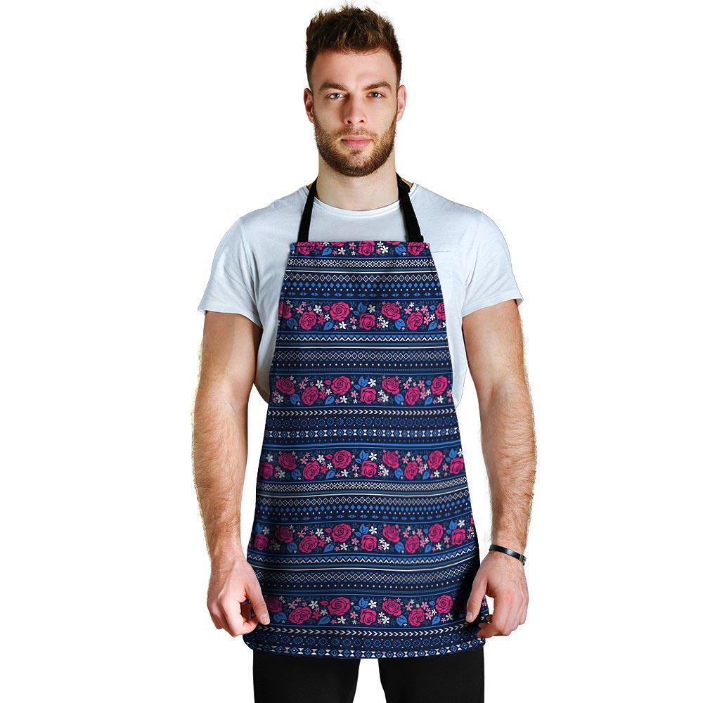 Pink Rose Tribal Aztec Men's Apron-grizzshop