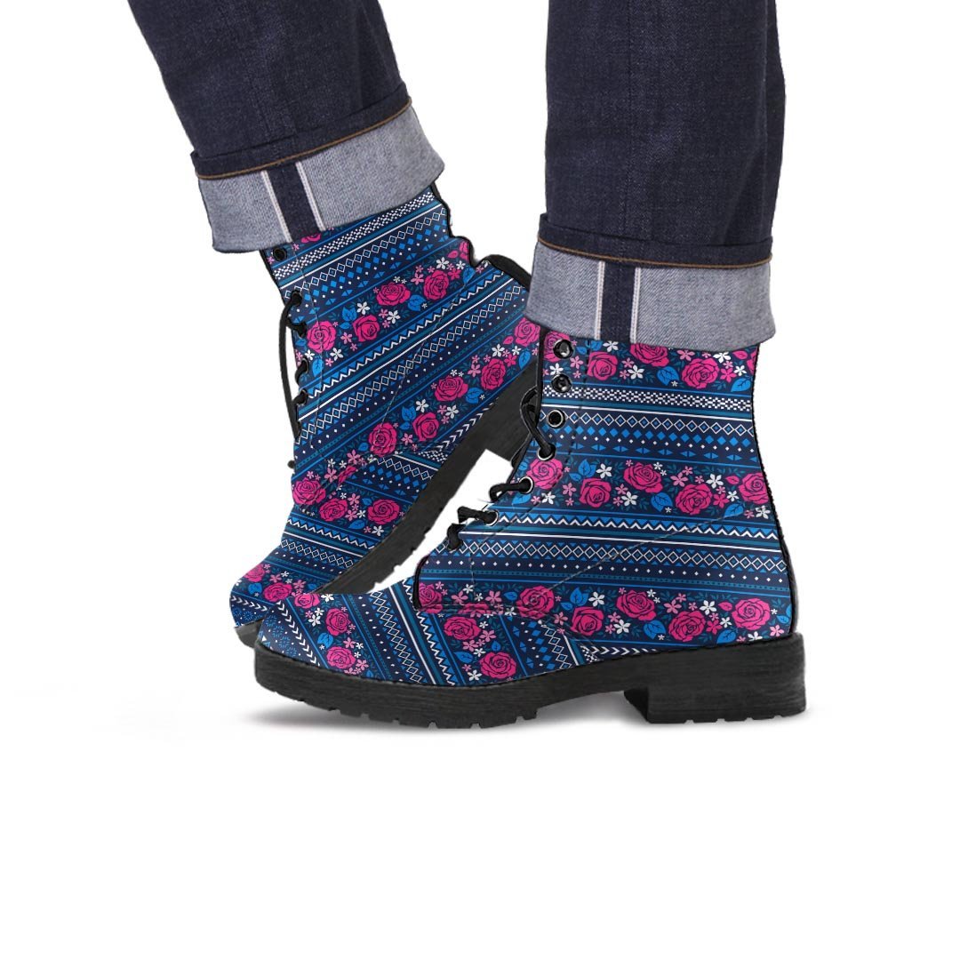 Pink Rose Tribal Aztec Men's Boots-grizzshop