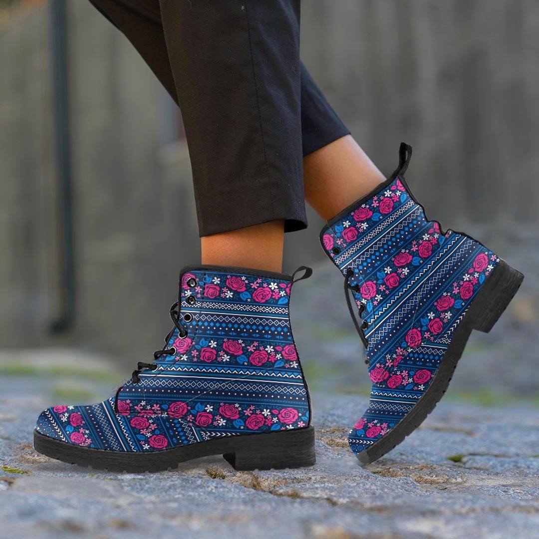 Pink Rose Tribal Aztec Men's Boots-grizzshop