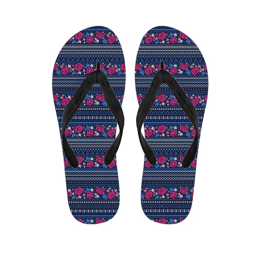 Pink Rose Tribal Aztec Men's Flip Flops-grizzshop