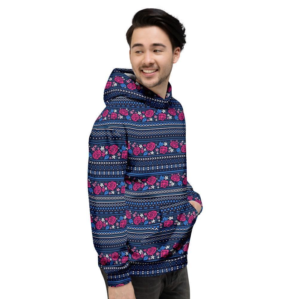 Pink Rose Tribal Aztec Men's Hoodie-grizzshop