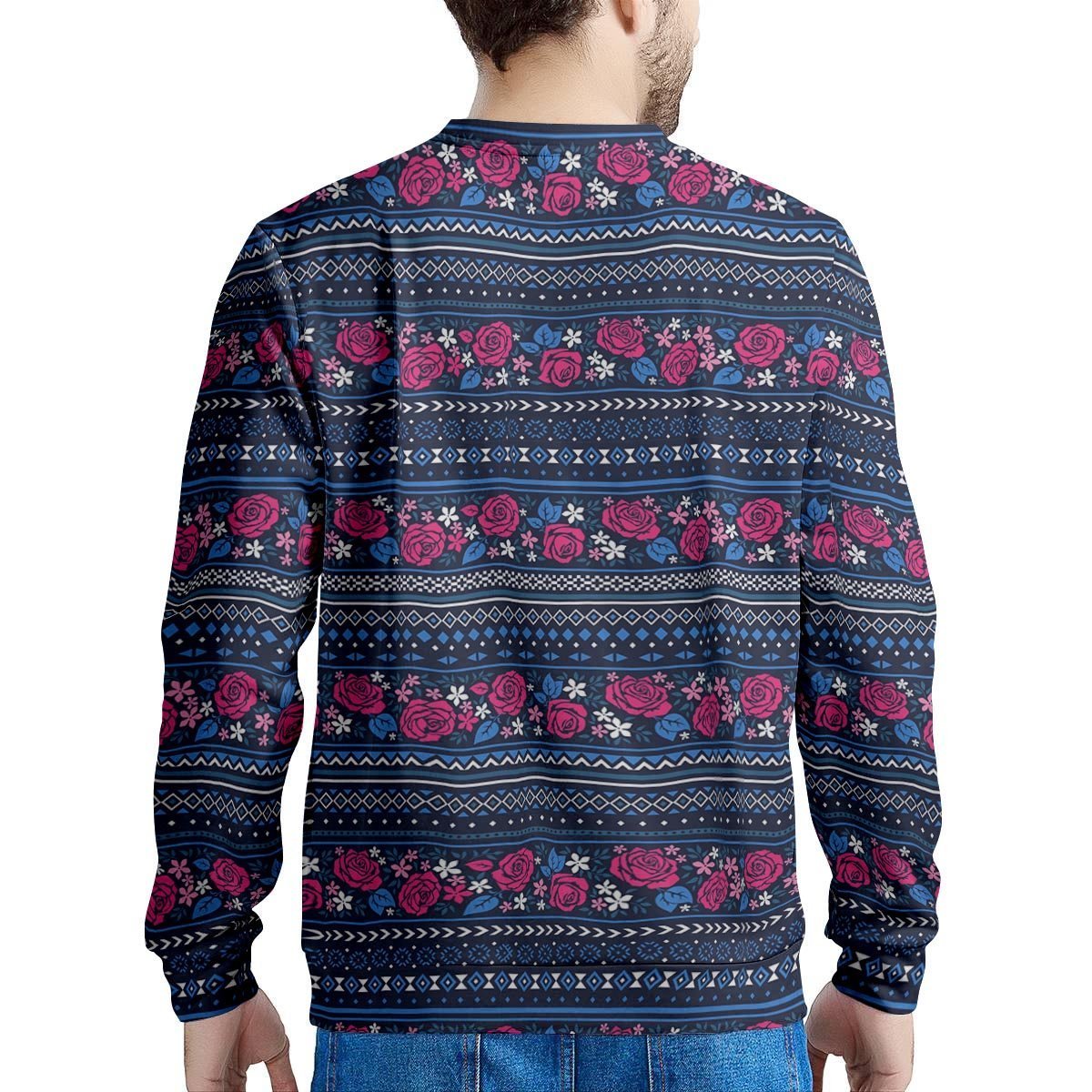 Pink Rose Tribal Aztec Men's Sweatshirt-grizzshop