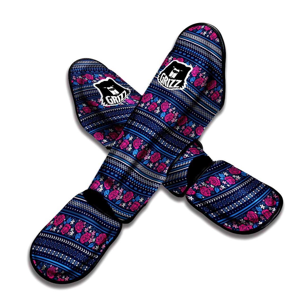 Pink Rose Tribal Aztec Muay Thai Shin Guard-grizzshop