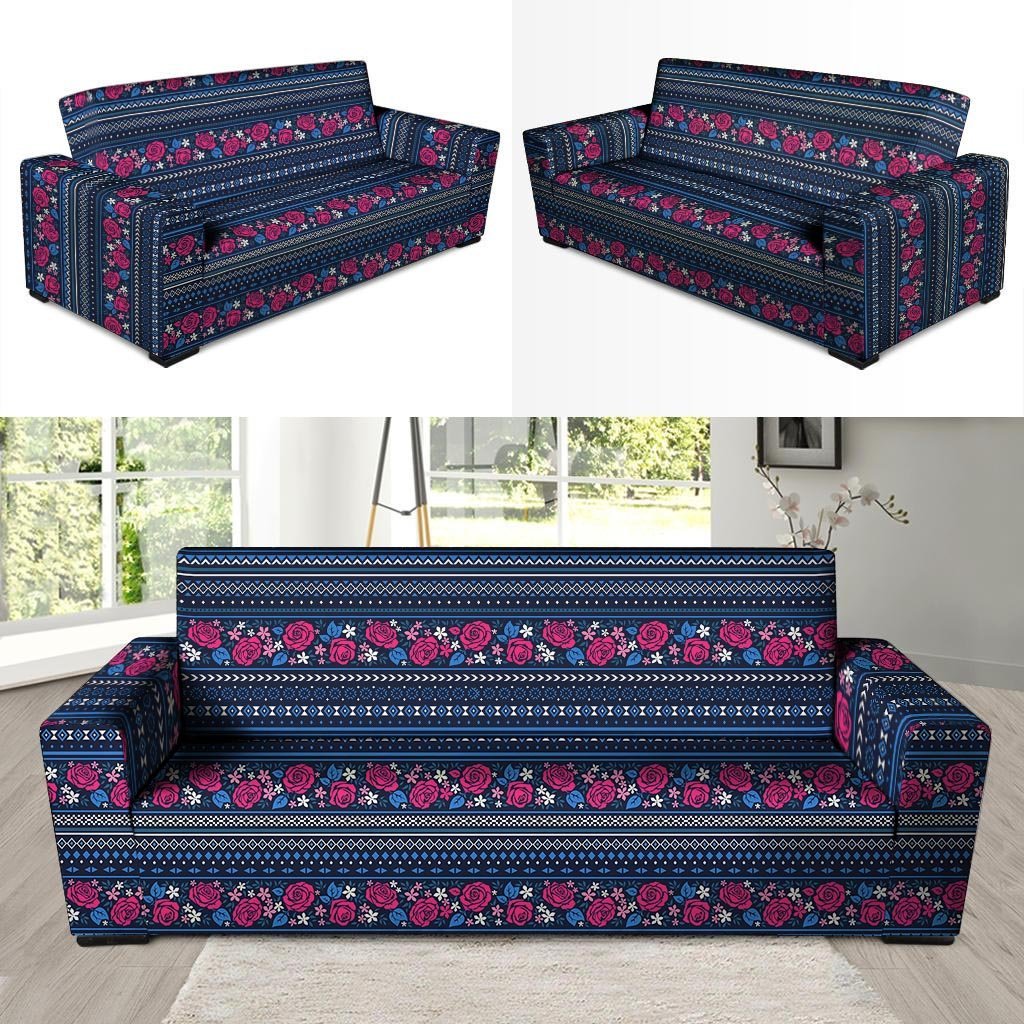 Pink Rose Tribal Aztec Sofa Cover-grizzshop