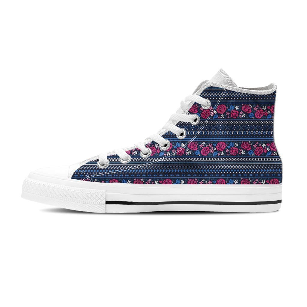 Pink Rose Tribal Aztec Women's High Top Shoes-grizzshop