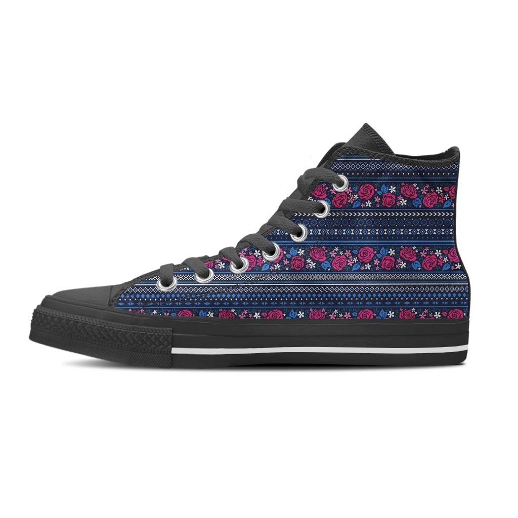 Pink Rose Tribal Aztec Women's High Top Shoes-grizzshop