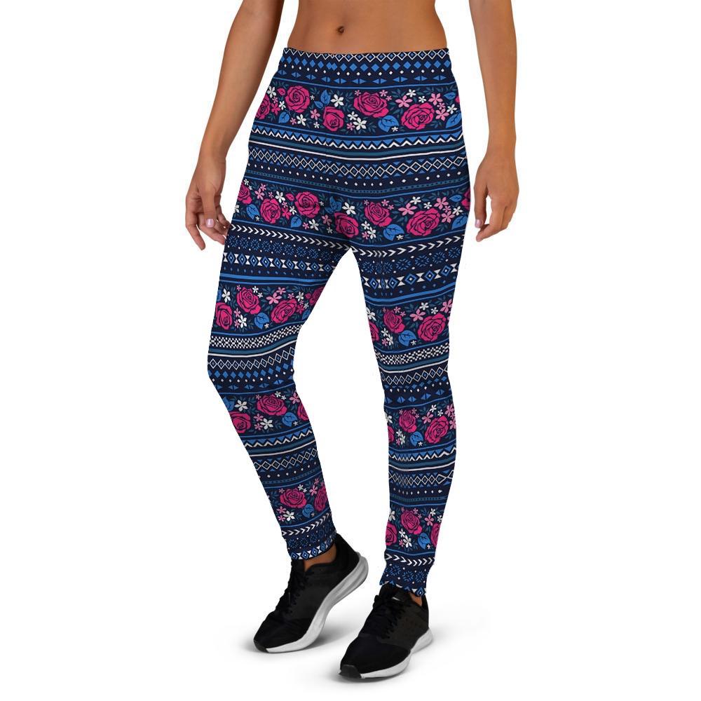 Pink Rose Tribal Aztec Women's Joggers-grizzshop