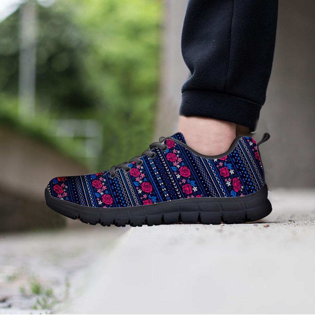 Pink Rose Tribal Aztec Women's Sneakers-grizzshop