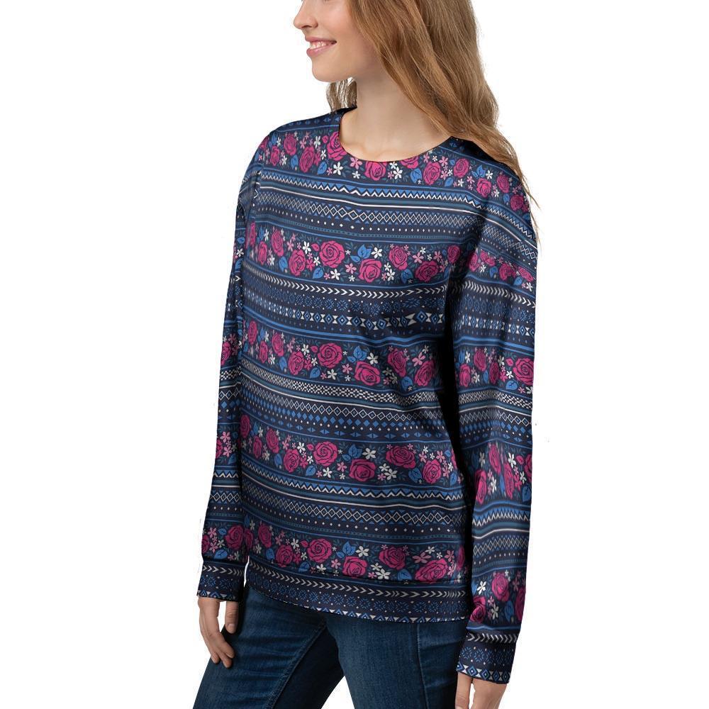 Pink Rose Tribal Aztec Women's Sweatshirt-grizzshop