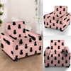 Pink Silhouette Cat Print Armchair Cover-grizzshop