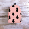 Pink Silhouette Cat Print Backpack-grizzshop