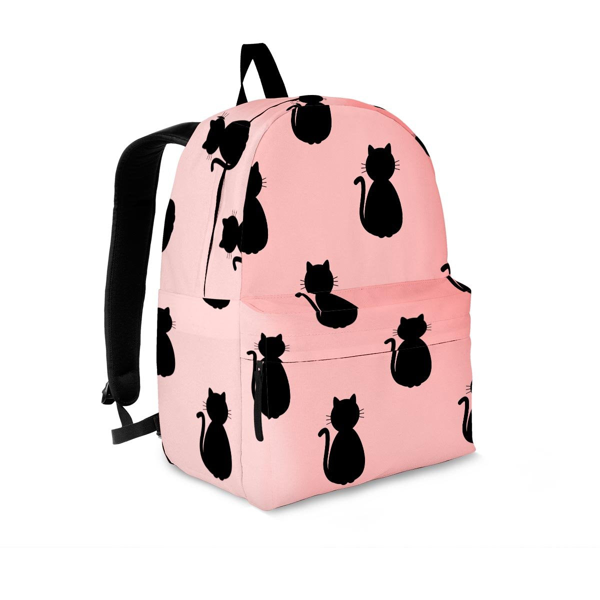 Pink Silhouette Cat Print Backpack-grizzshop