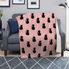 Pink Silhouette Cat Print Blanket-grizzshop