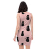 Pink Silhouette Cat Print Bodycon Dress-grizzshop