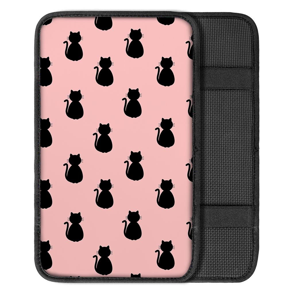 Pink Silhouette Cat Print Car Console Cover-grizzshop